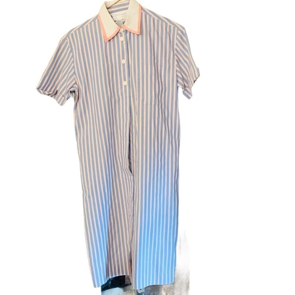 Vintage Schrader petite pink & blue shirt dress